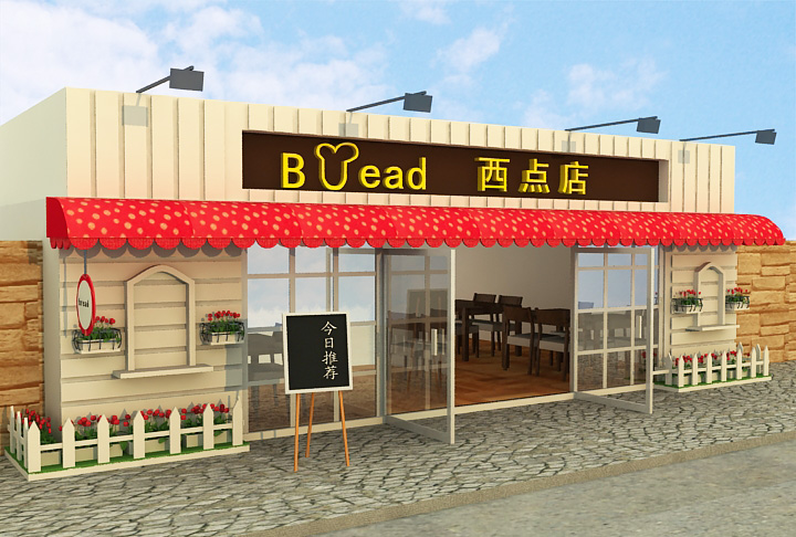 上海蛋糕店門(mén)面裝修設(shè)計(jì)(圖1)