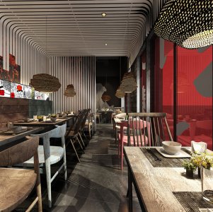 拉面館餐飲空間設計效果圖